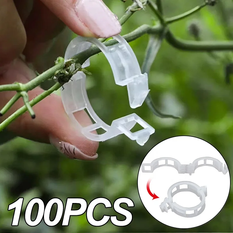 100pcs Plant Support Clips Tomato Clips Reusable Garden Clips for Support Grape Vines Fruits Vegetable Plants Orchard and Garden