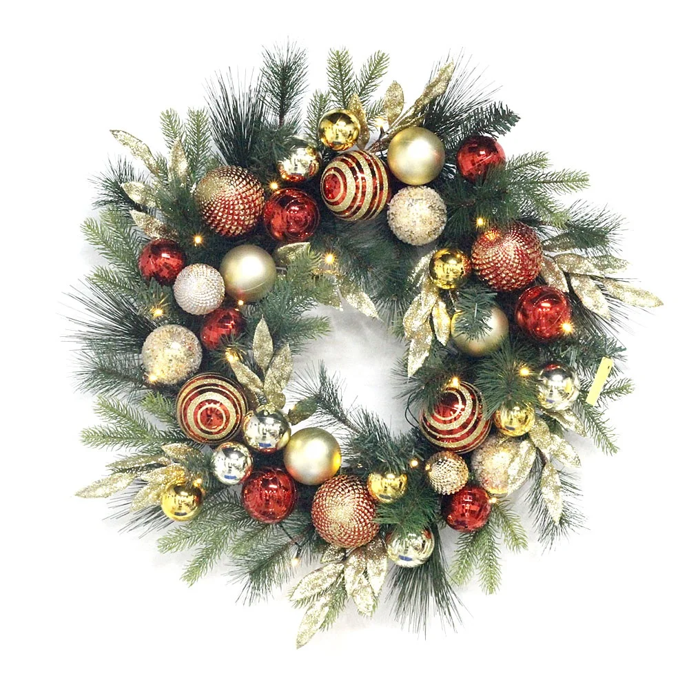 Customized Decoration 18 20 22 24 inch Christmas Hanging Artificial Flowers Pine Garland Wreaths Decorative