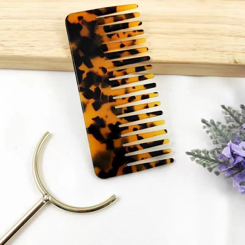 New Ins Acetate Customized Vintage Hair Combs Leopard Print Cellulose Acetate Resin Combs Multi Color