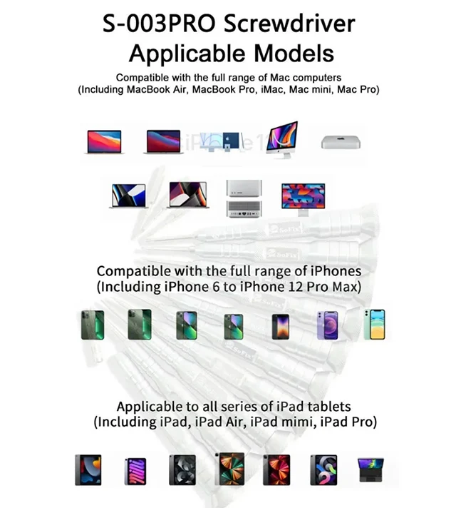 S-003PRO полный набор инструментов для ремонта Macbook Все телефоны на базе Android Microsoft планшеты удаления винтов установка OEM под заказ