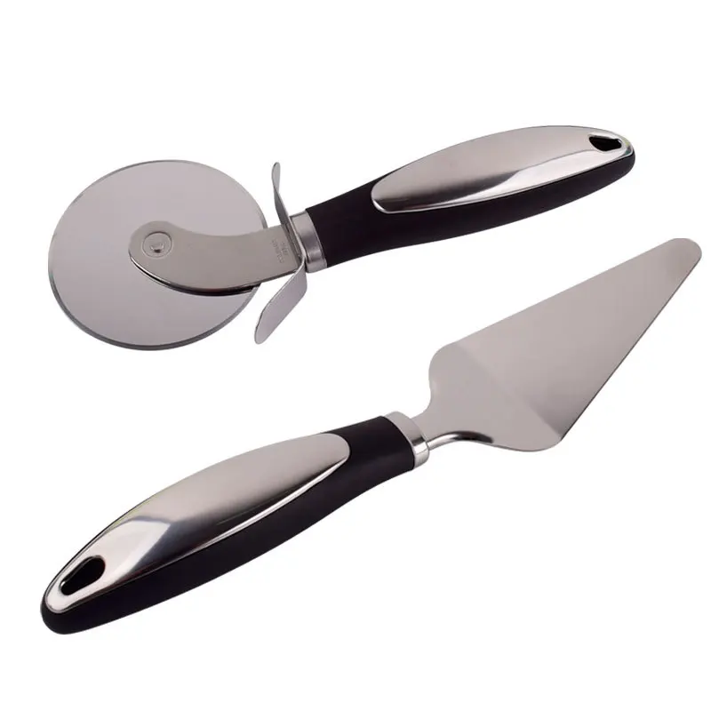Best Premium Stainless Steel Pizza Wheel Cutter Knife and Pie Serve Classic Baking Tool Set Sharp Blade Non-Stick Pizza Cutting