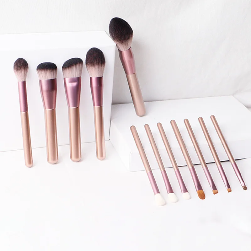 12 шт. шампанское золото макияж кисти набор метка частного назначения супер мягкие волосы с деревянной ручкой, инструменты для красоты, полный комплект с сумкой в комплекте