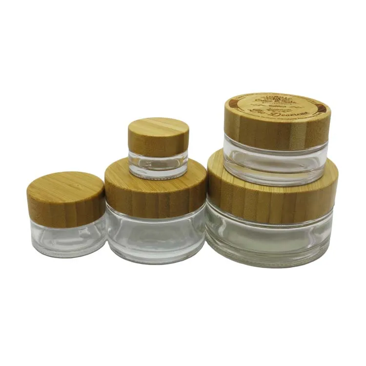 wide mouth glass jar bamboo lip balm container BJ-888C