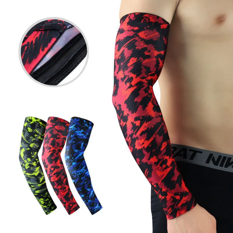 reflective motorcycle racing basketball training sun-proof uv protective seamless slimming compression elbow arm brace sleeve
