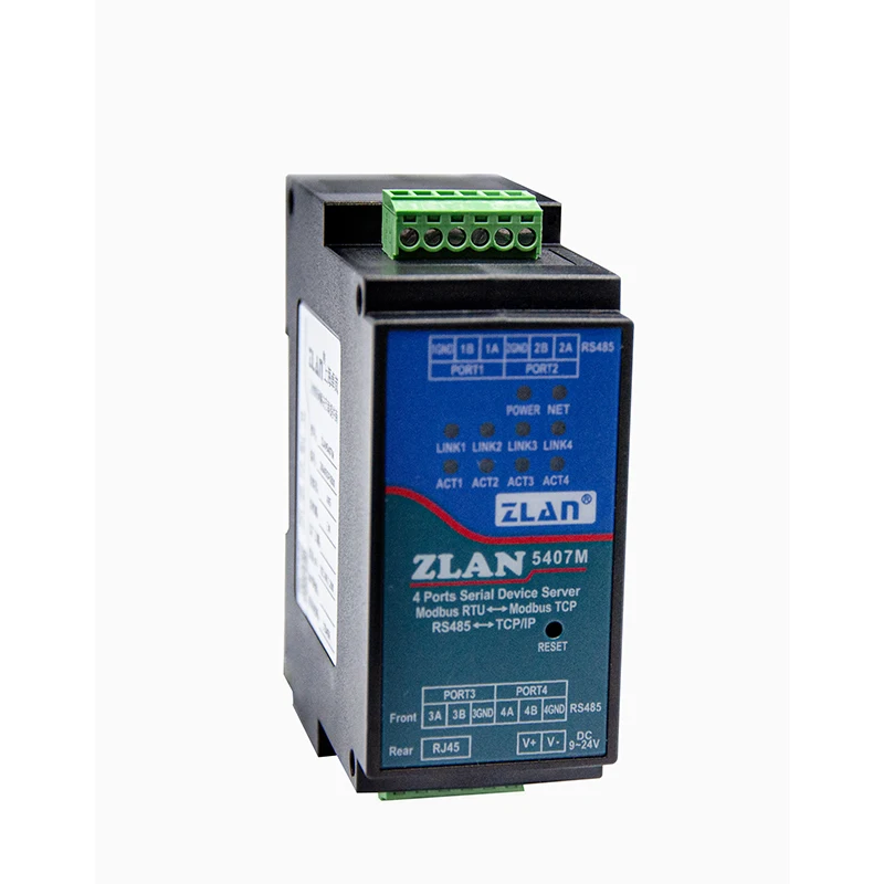 rj45 Din modbus tcp gateway 4 ports rs485 ZLAN5407M industrial serial device server