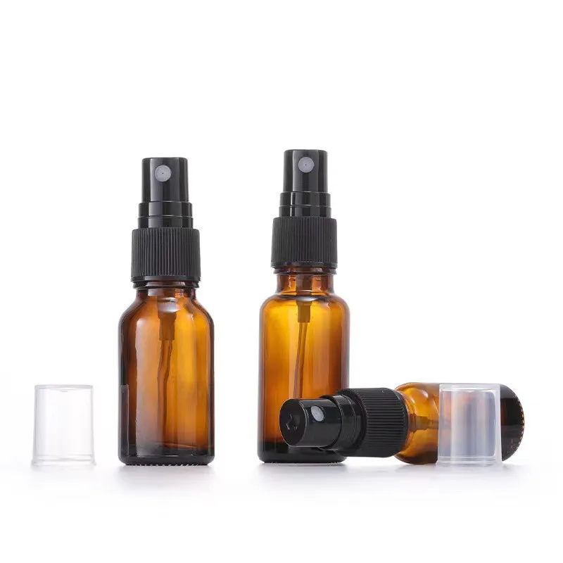 Custom 5m 10ml 15ml 20ml 30ml 50ml 100ml amber brown clear round glass spray bottles