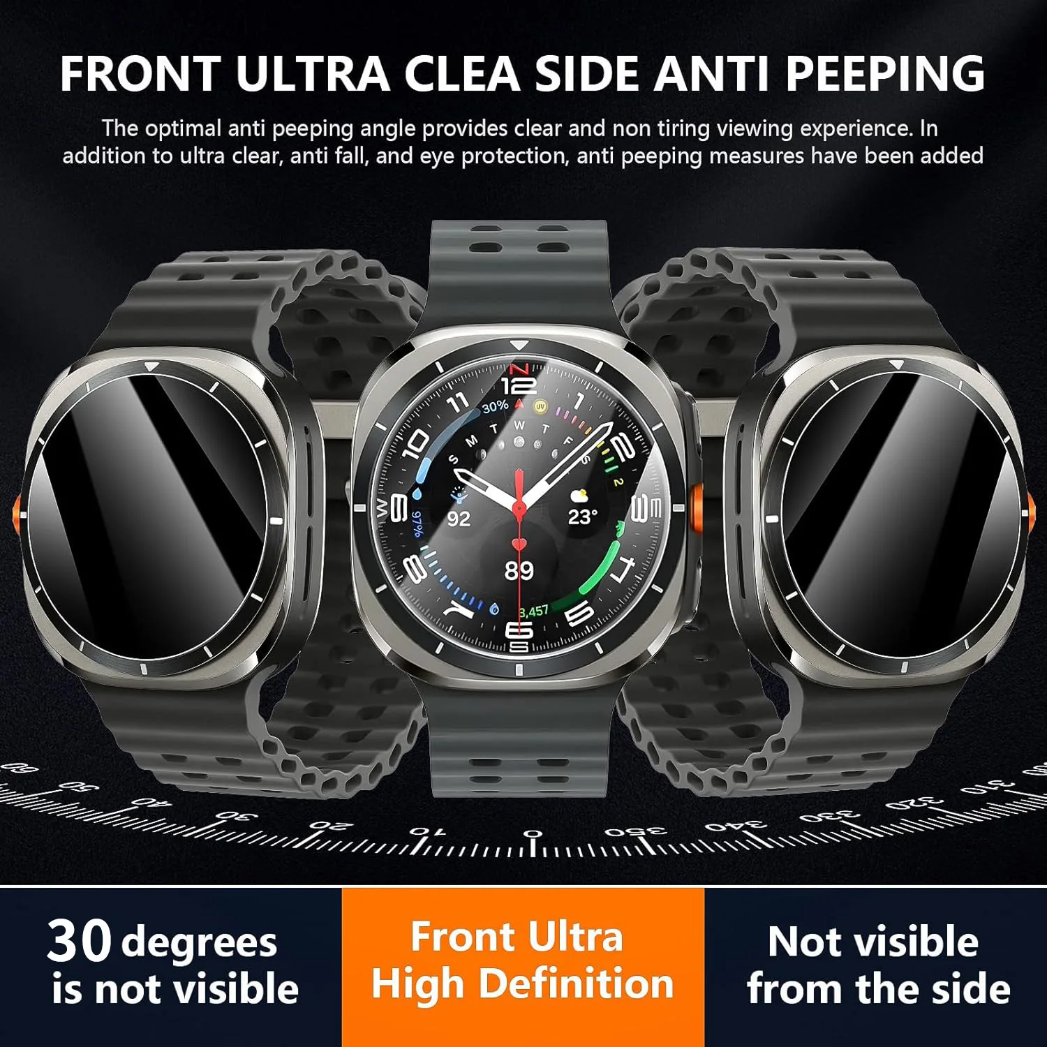 Eraysun Anti-peeping Tempered Glass Film 30° For Samsung Galaxy Watch Ultra 47mm Watch Film Watch Screen Protector