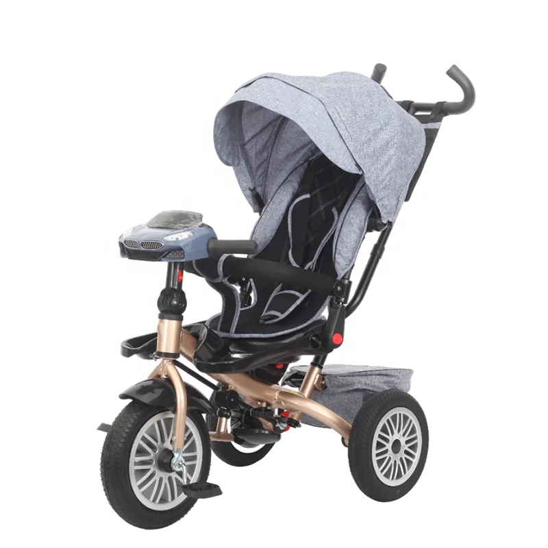 New Design Rubber Wheels Child Tricycle Bike with Music Rear Bag