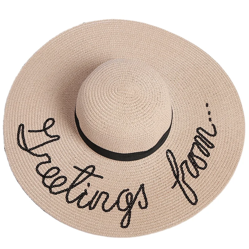 Hot selling ladies custom paper straw hat wholesale floppy beach hats women