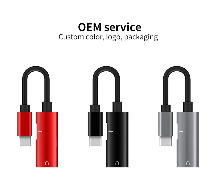 Hot selling OEM factoryusb-c 3.5mm car aux type c audio to cable extension adapter