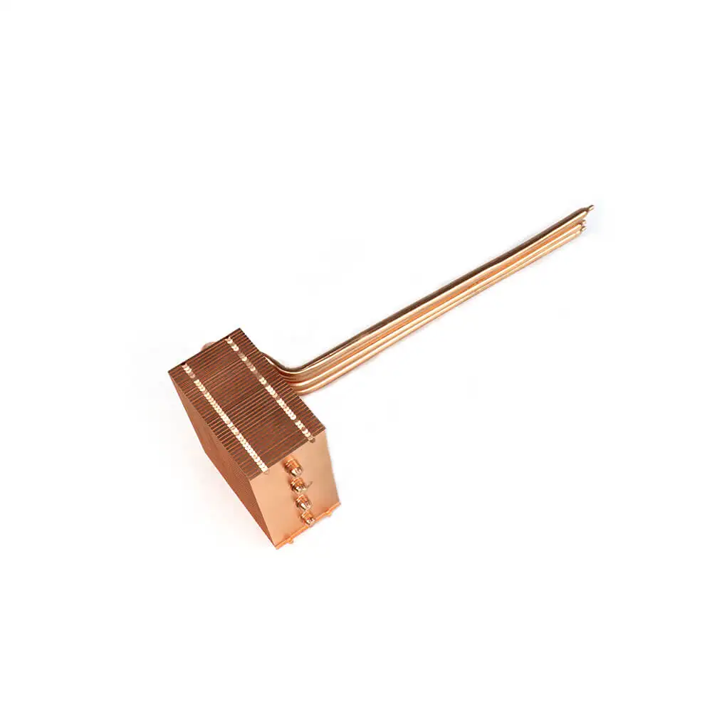 China Supply Skived Fin Zipper Bend Copper Heat Pipe Heat Sinks