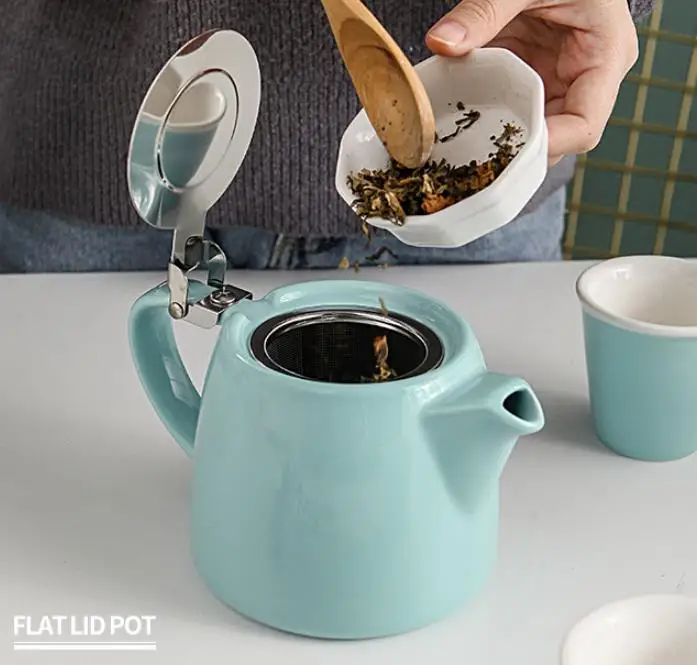  Nordic Style Ceramic Tea Pot Stainless Coffee Strainer English with Steel