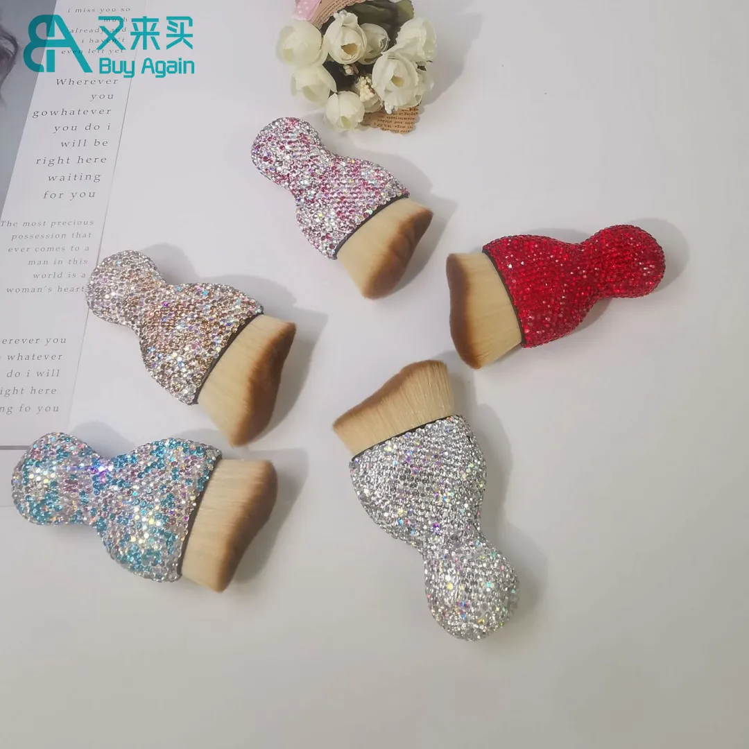 Wholesale custom logo luxury bling rhinestone makeup make up tanning brushes crystal diamond bling rhinestone makeup brushes