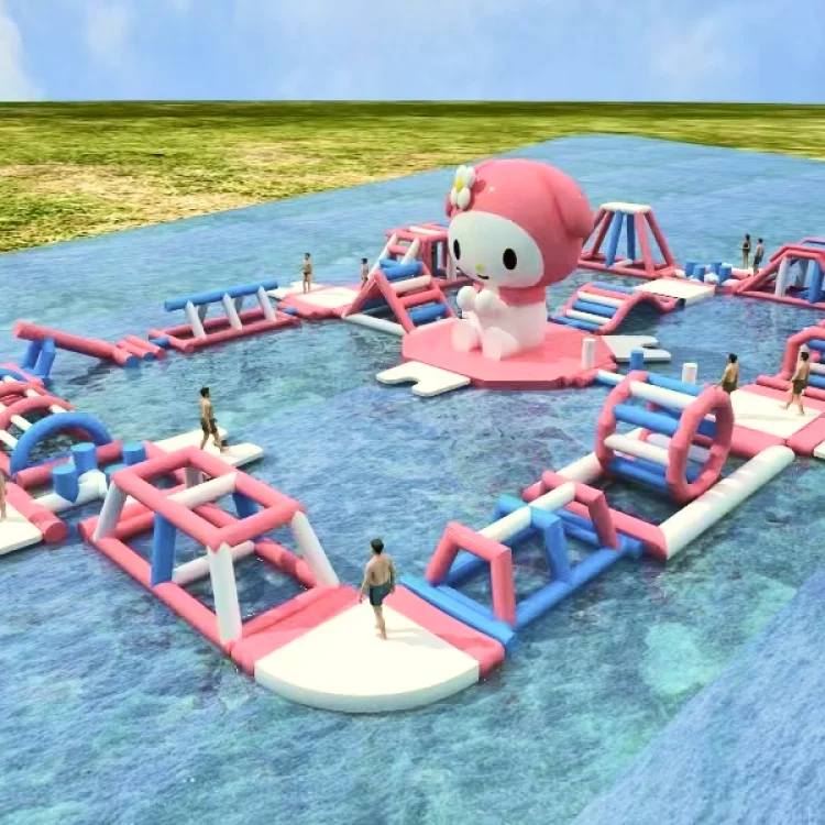 Custom commercial team building activities playground game water challenge inflatable water obstacle course