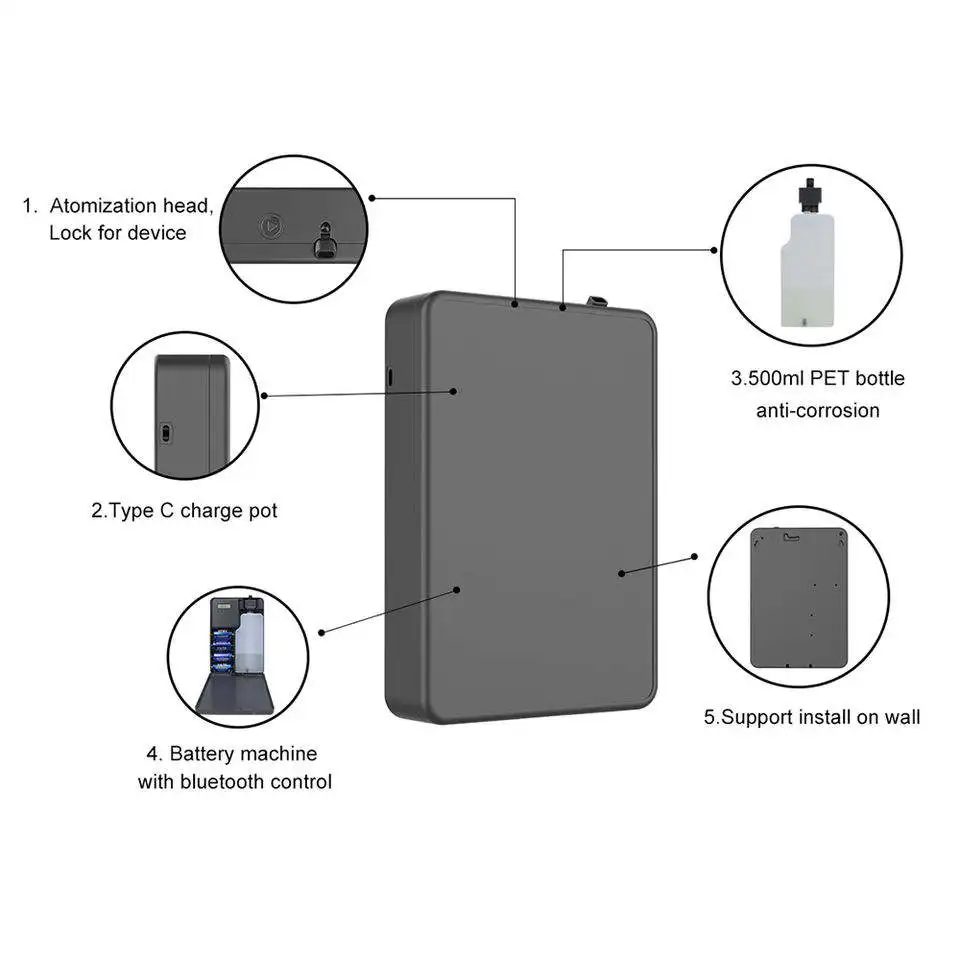 2023  professional aroma diffuser battery machine wall mount 500ml capacity oil machine