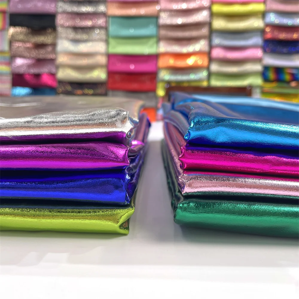 Hologram Spandex for Sewing Dancewear Costumes Metallic Foil Stretch Fabric 54 Inch Wide Iridescent Blue Purple Eco-friendly JSB
