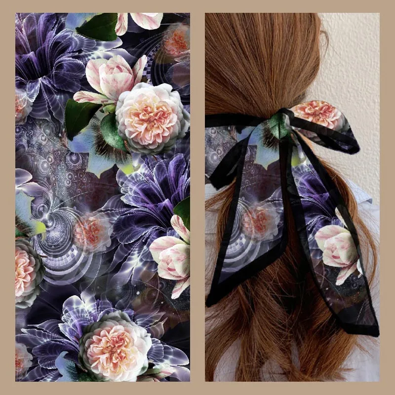 Factory low price custom 100D big flower silk printing fabric