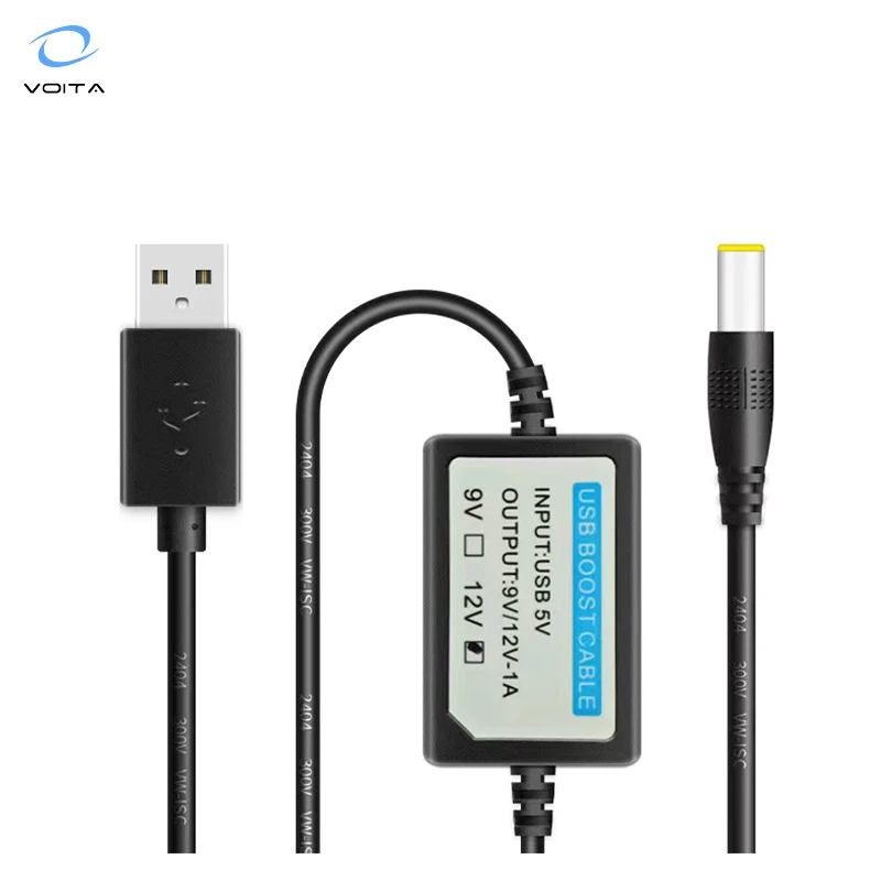 VOITA Top selling Custom USB Step Up 5V to 9V 12V Boost converter Power Cable with DC Jack 5.5mm 2.1mm Barrel Connector