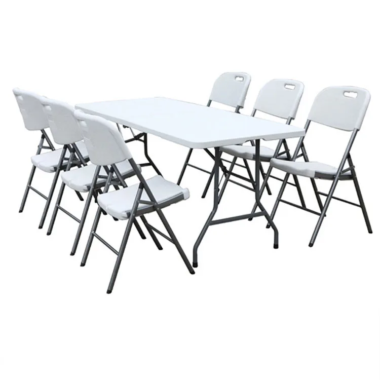 Heavy Duty 6ft 180cm HDPE Plastic Folding Banquet Table with Steel Frame and Locking Mechanism