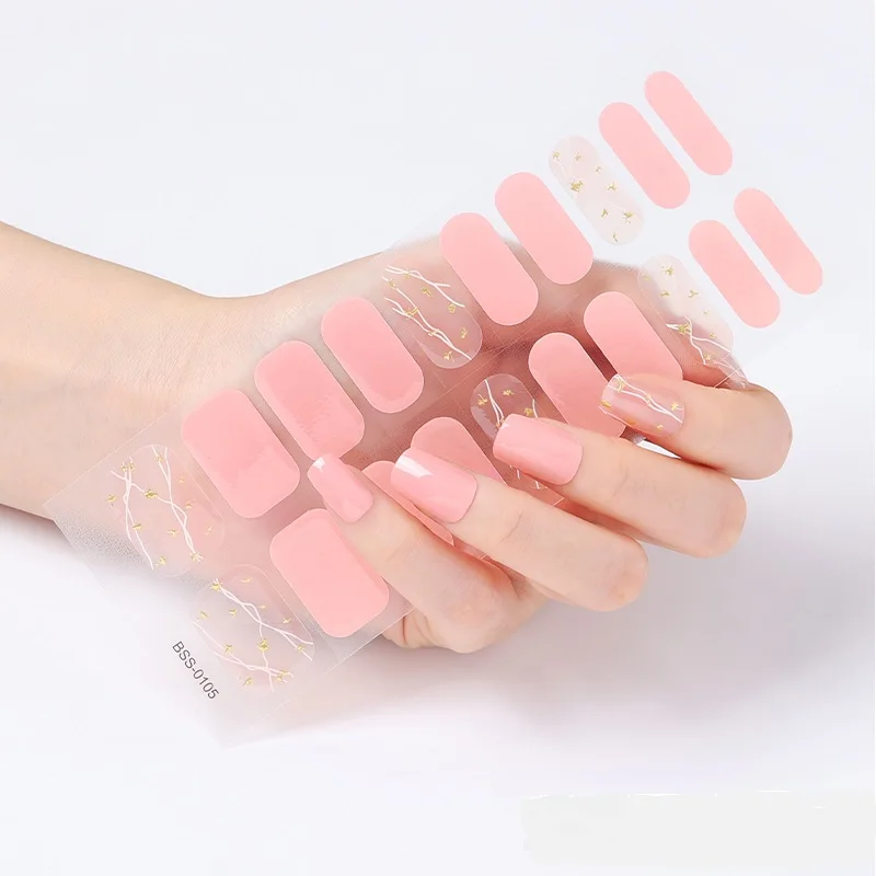 Custom Logo 3D 100% gel nail sticker Gentle Style  semi cured sticker nail polish