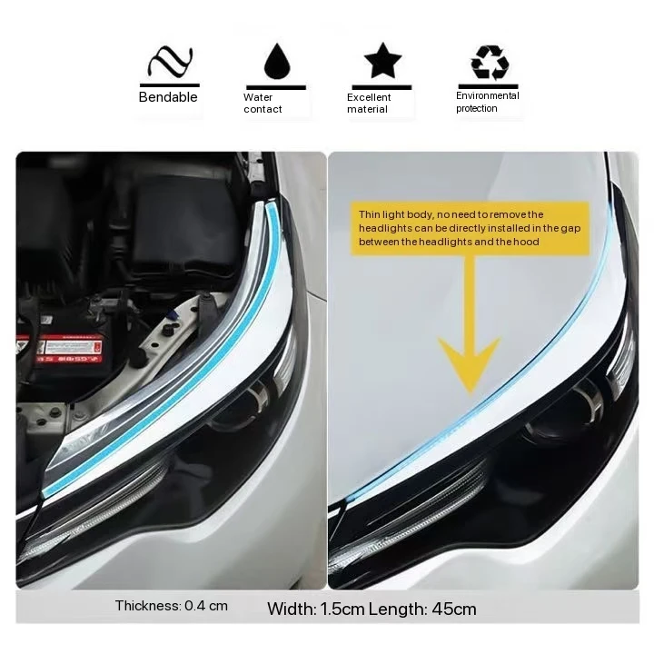 Universal Car LED DRL Light Flexible LED DRL Daytime Running Lights Strip 12V Waterproof DRL LED Daytime Running Light