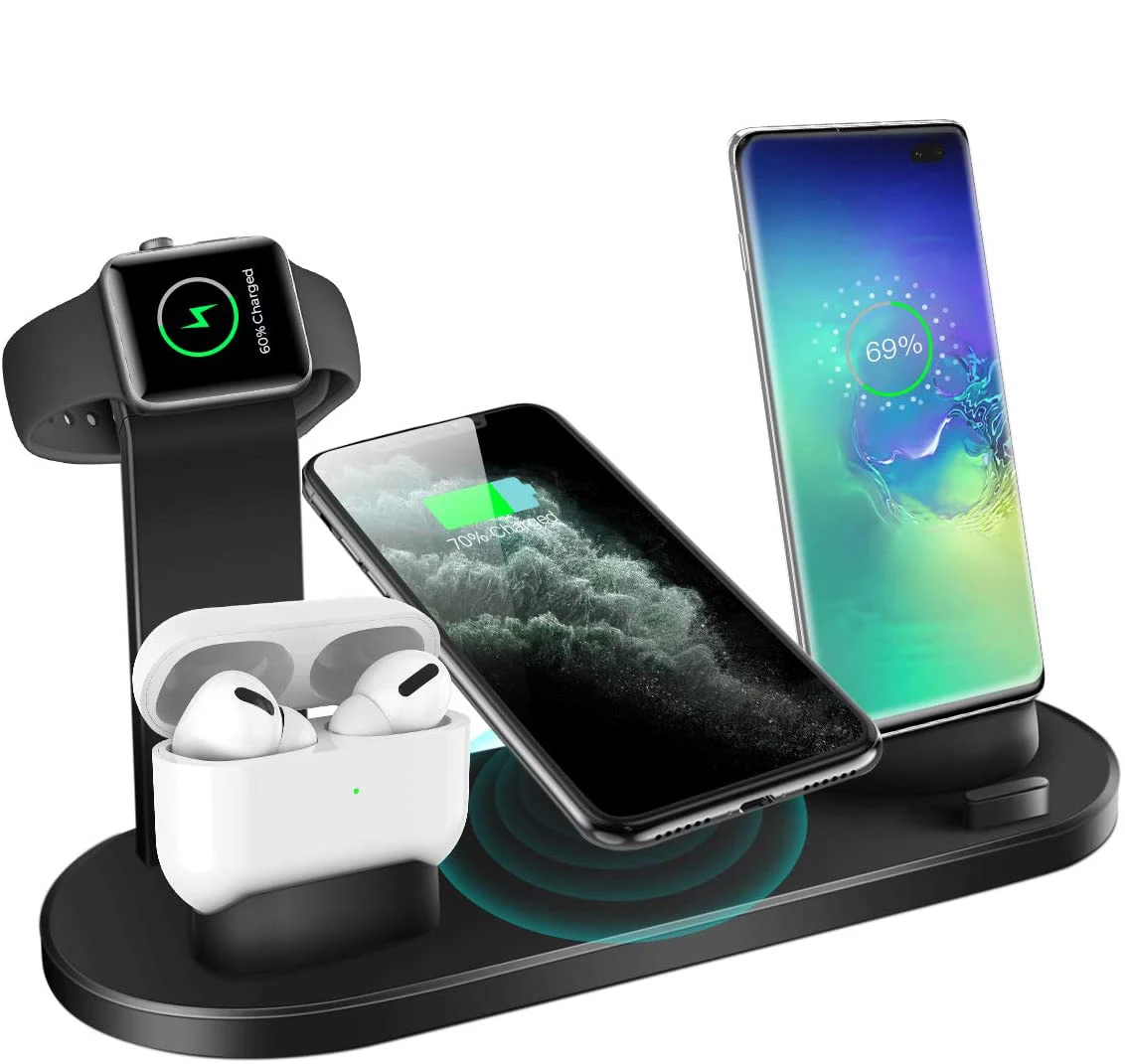 2022 Upgrade 4 in 1 Phone Watch Stand 3 in 1 Wireless Charger Dock Station 10w Fast Phone Charging Stand