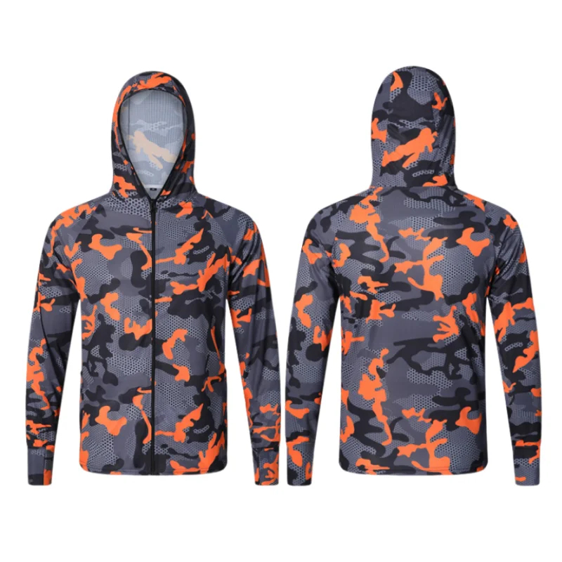 Breathable sublimated 4-way stretch long sleeve pullover fishing jersey custom quick dry upf 50 fishing zip hoodie