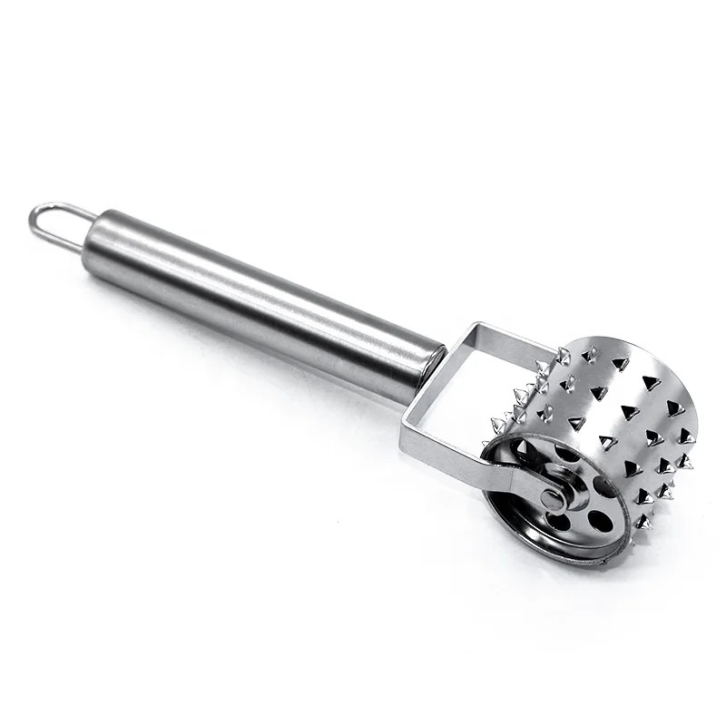 Stainless Steel Rolling Meat  Tender Hammer , Pizza Biscuit Baking Punch Hole Roller Pin