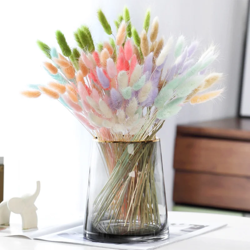 UO красочный 60 стволов высушенный хвост кролика Пушистый Хвост Кролика пампасы трава Кролик для украшения дома свадебная тематическая