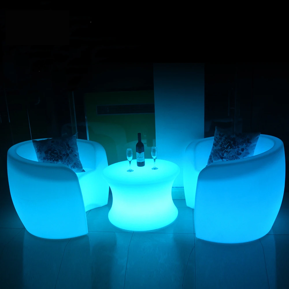 LED Outdoor Waterproof Glow Patio Furniture Sofa Chair Night Club Illuminated Led Sofa Hire Plastic Dining Light up LED Bar