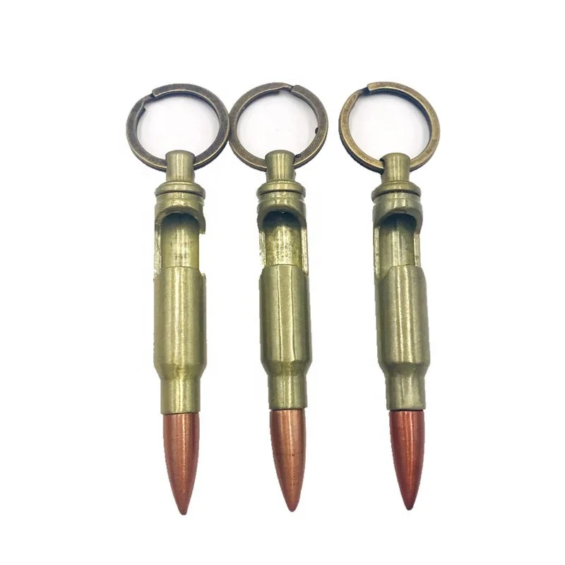 Wholesale cheap custom bullet shape bottle opener key chain