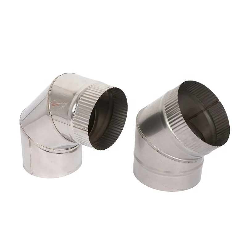 Stainless Steel Chimney Flue Liner Bend 90 Degree Elbow Single Wall Pipe Tube
