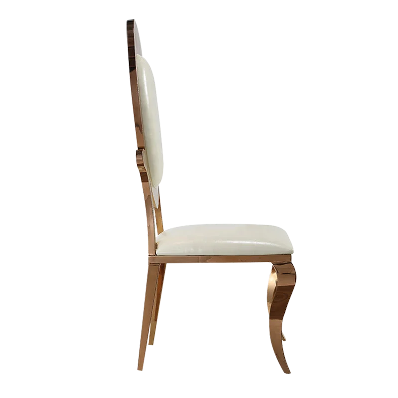 Modern Oval Back Rose Gold Stackable Metal Stainless Steel Dining Chairs Royal Hotel Hall Wedding Party Dinning Chairs