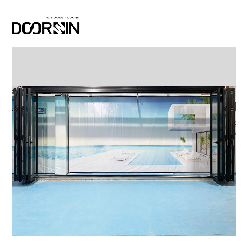 6 panel entrance doors design customer color accordion door with IGCC/SGCC certified tempered glass bi-folding door