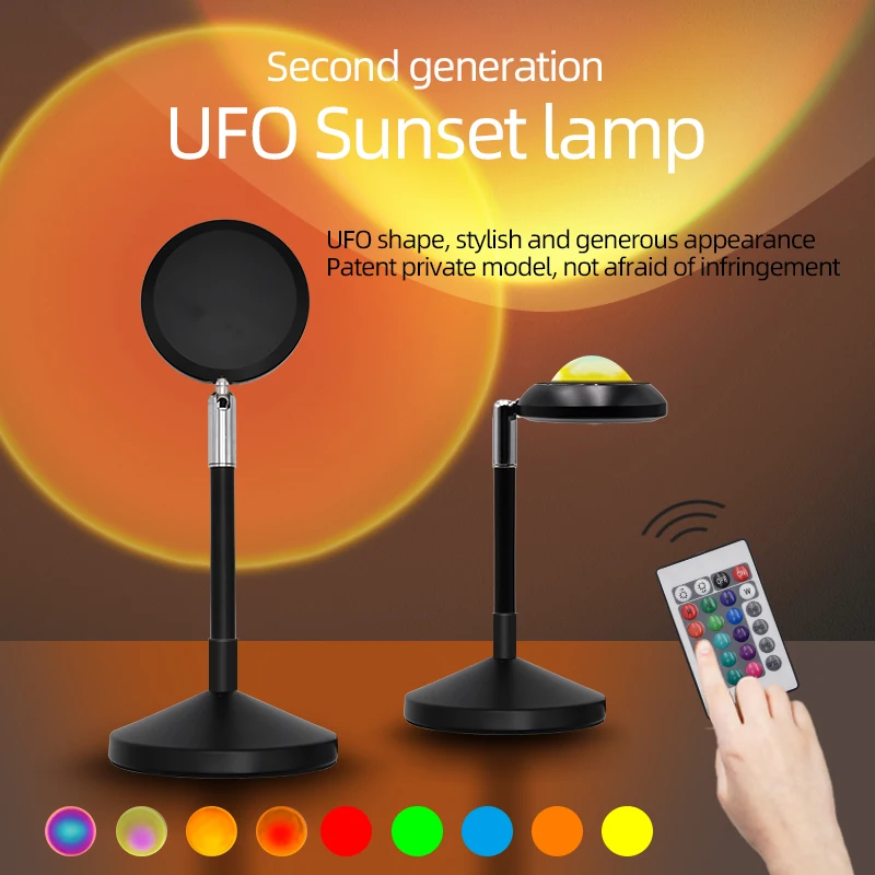 Dropshipping UFO Remote Control RGB Color LED Projection Sunset Lamp