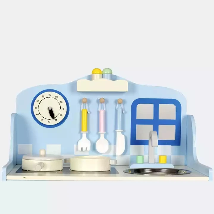Hot Sale Simple Style Wooden Play Kitchen Set with Cookware, Early Educational and Pretend Play Toys for Kids