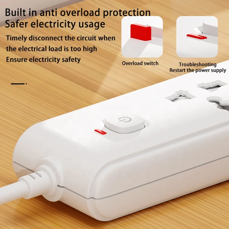 Universal international Power Strip 5 port socket with 2A 1C Power Socket  UK US AU EU Plug Socket extension lead