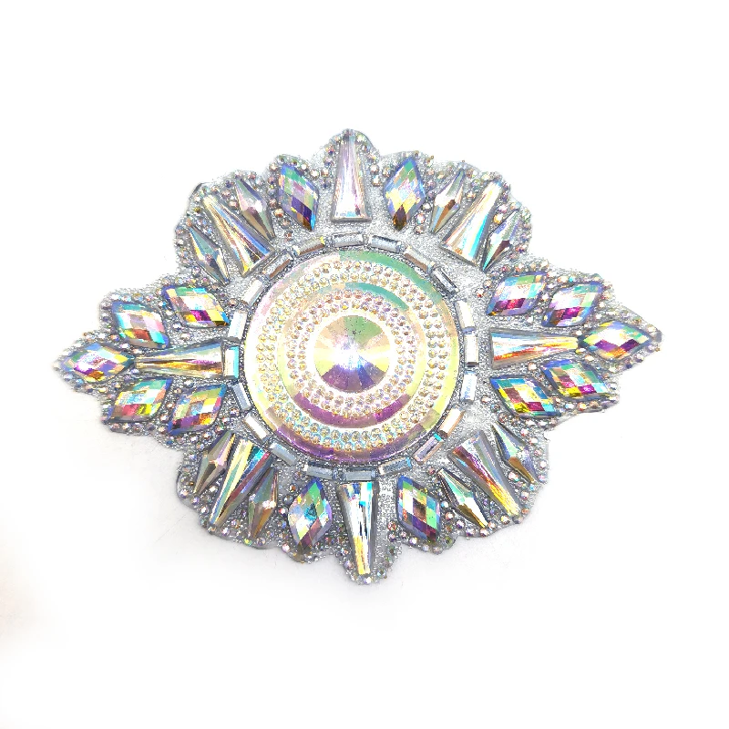 hot sale round nipple applique rhinestone patch diamante Iron On crystal motif appliques for samba dancing costumes decoration