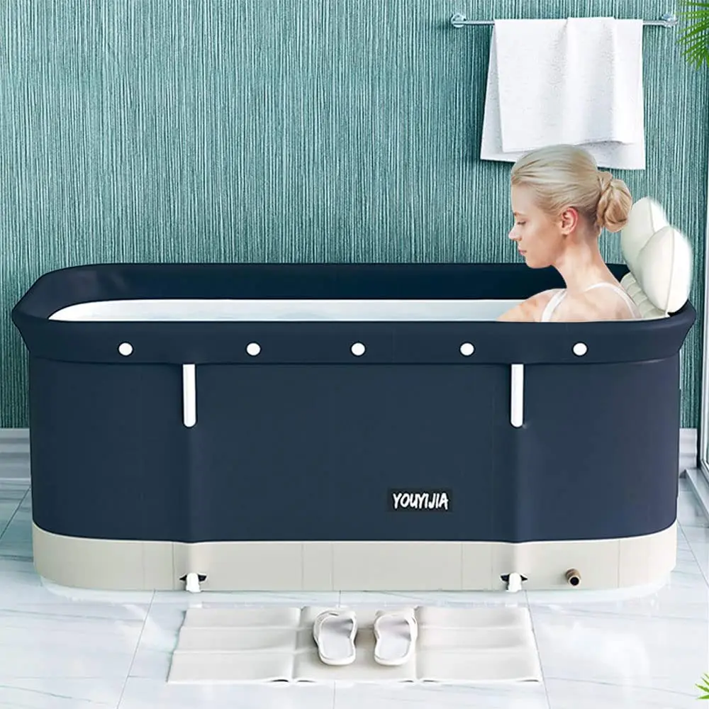 Inflatable Bathtub Foldable Bath Tub Wide Bathtub with Bath Pillow Bath Seat Ice Bathtub