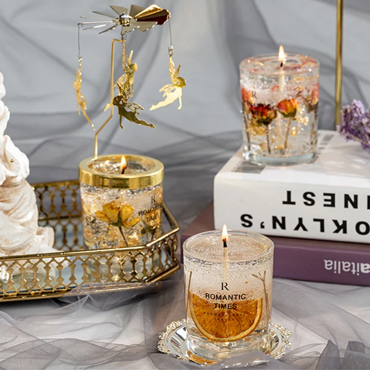 DRIED FLOWERS Wholesale 100% natural soy scented candle in glass candle jar with lid