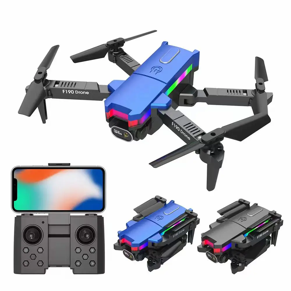 New Quadcopter F190 WIFI FPV Drone With Wide Angle HD 4k interpolated Camera Height Hold RC Foldable Quadcopter Dron Gift Toy