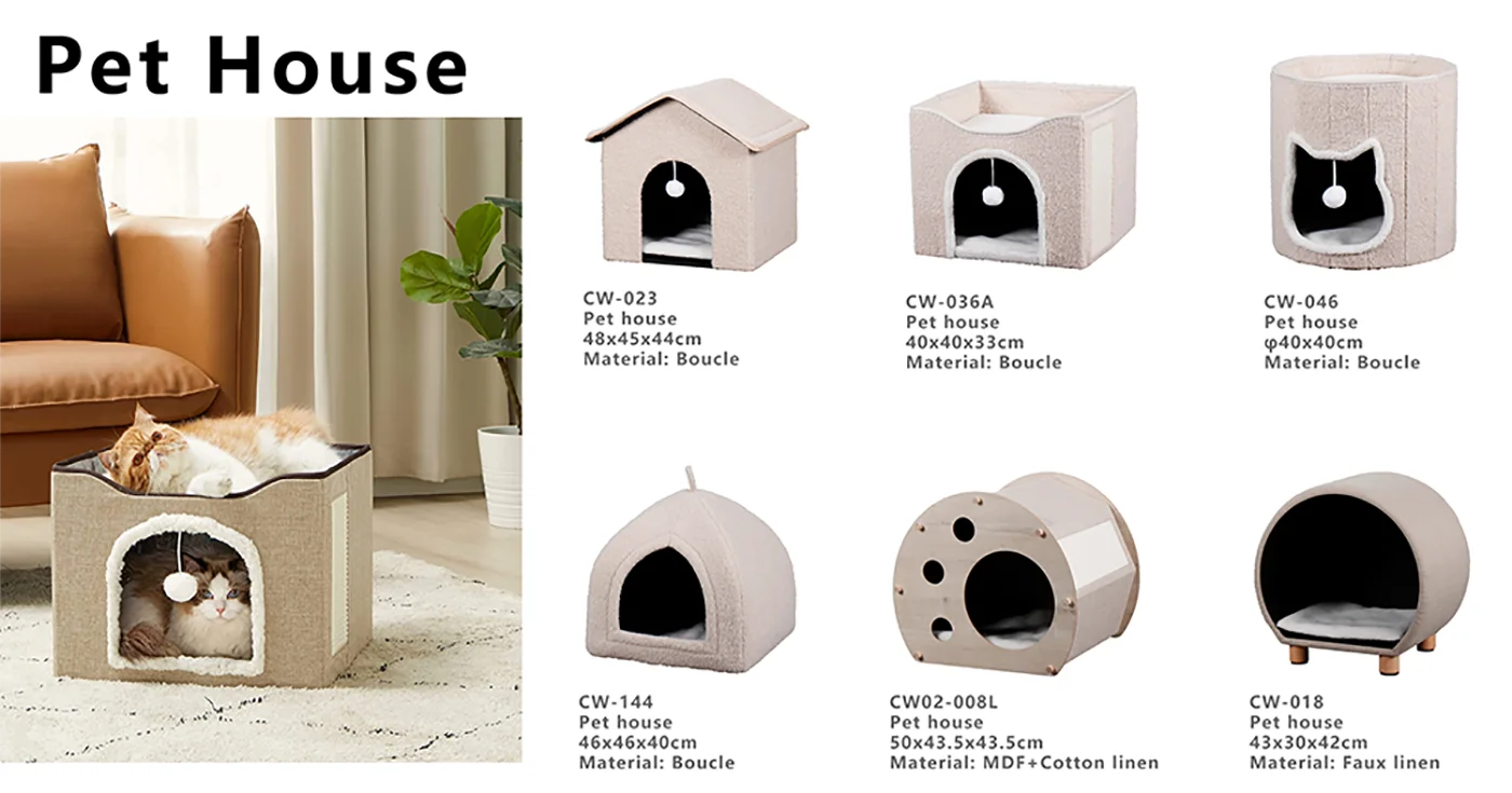 round unfoldable wooden cat nest beds house with wooden legs for indoor cats