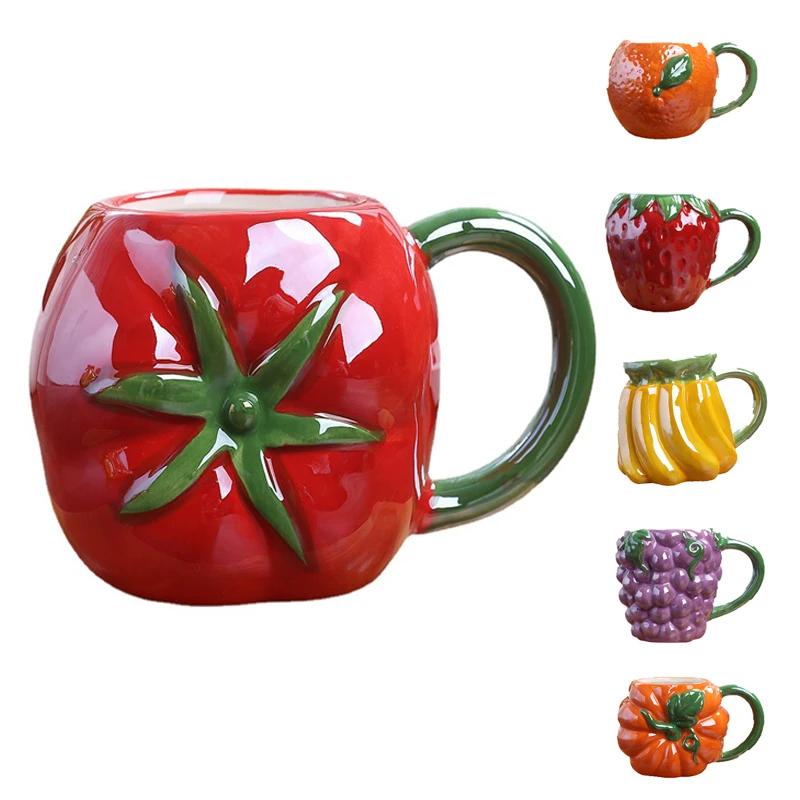 Заводская оптовая продажа креативная форма фруктов керамическая Клубничная чашка Яблочная кофейная подарок Европейская Тыква офисная