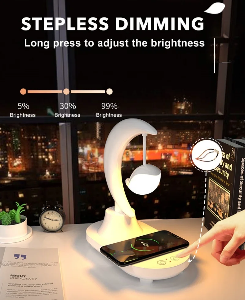 Dimmable wireless charger music speaker bedroom RGB ambient romantic light table night lamp decoration for beauty living room