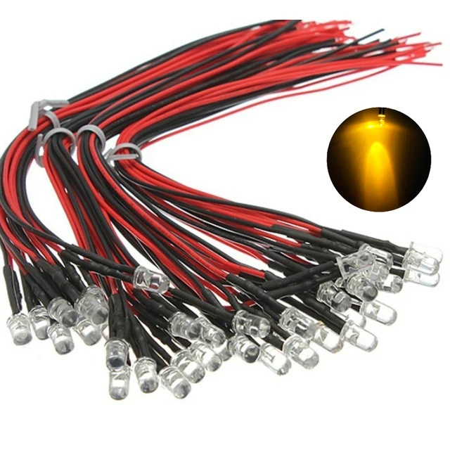 Free sample warranty 5 years Yellow LED Diodes 5mm Pre Wired Light Bulb 12V Prewired Small Mini Lights