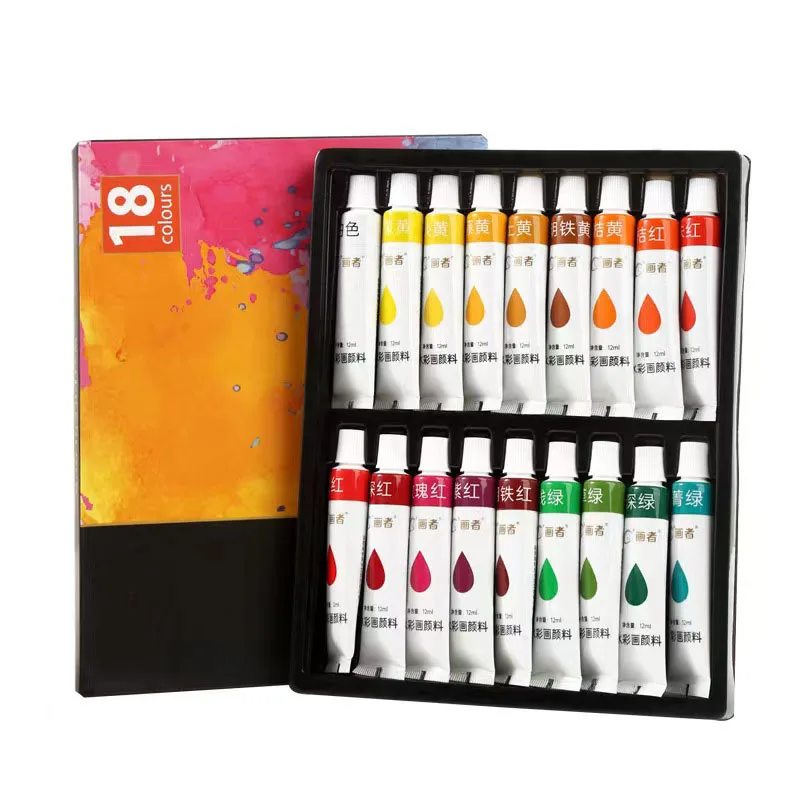Wholesale 12 24 Colors Gouache Oil Paint Set aluminium tube acrylic paint custom watercolor pigment