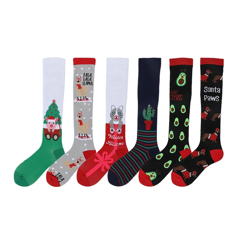 Wholesale Custom Colorful Unisex Running Nursing Marathon Sport Socks Knee High Compression Socks For Men Women