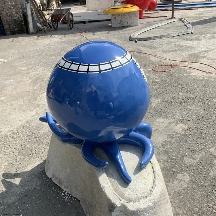 Fiberglass octopus sculpture Resin fiber squid cartoon model customized Statues of outdoor animals Resin handicraft factory