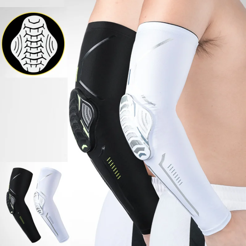 basketball volleyball motorcycle skateboard sports arm sleeve compression cover with elbow foam anti-collision pad guard