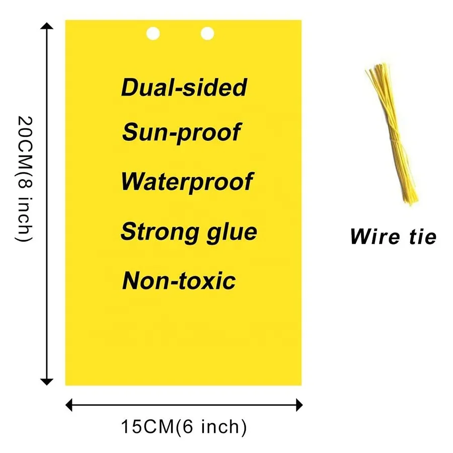 Pest Control Product Dual-Sided Yellow Sticky Traps for Indoor  Outdoor Use 12packs With Twist Ties and Plastic Holders